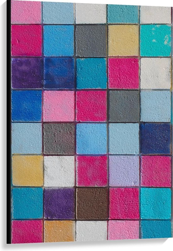 Canvas  - Gekleurde Tegeltjes  - 80x120cm Foto op Canvas Schilderij (Wanddecoratie op Canvas)