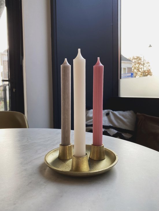 Kandelaar kaarsen oud roze | bol.com