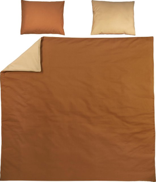 Meyco Uni dekbedovertrek + kussenslopen  - 240x200/220 cm - Camel/Warm Sand