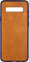 Leren Telefoonhoesje Samsung S10 PLUS- Bumper case - Cognac Bruin