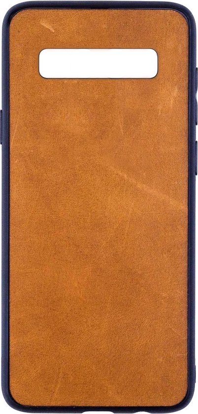Leren Telefoonhoesje Samsung S10 PLUS- Bumper case - Cognac Bruin