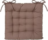 Atmosphera Stoelkussen Loria Taupe- 38 x 38 cm - Met 2 lintjes - 100% katoen