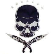 Piraten Doodskop Skull Sabel Strijk Applicatie 20.2 / 25 cm / Zwart Grijs