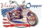 Vintage Chopper Motor Strijk Applicatie 28 cm / 20 cm / Rood Wit Blauw