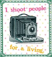 Foto Camera Fototoestel I Shoot For A Living Tekst Strijk Applicatie 13.5 cm / 14.8 cm / Zwart Wit