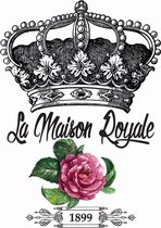 Kroon La Maison Royal Tekst Strijk Applicatie 20.5 cm / 28.5 cm / Zwart Rood Groen