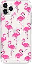 Fooncase Hoesje Geschikt voor iPhone 12 Pro - Shockproof Case - Back Cover / Soft Case - Flamingo