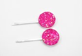 2 x Hair Pins Made With Crystal Rock From Swarovski Fuchsia