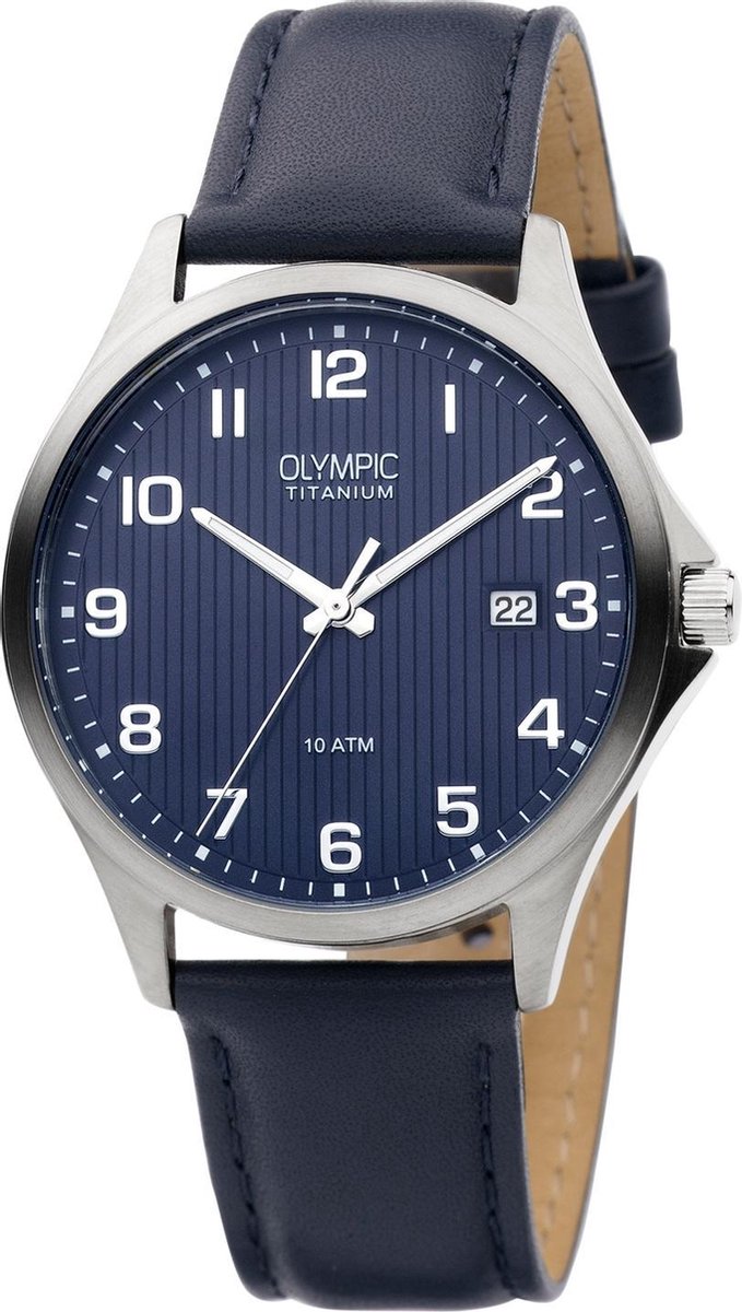 Olympic OL26HTL213 Ferrara Horloge - Leer - Blauw - 40mm