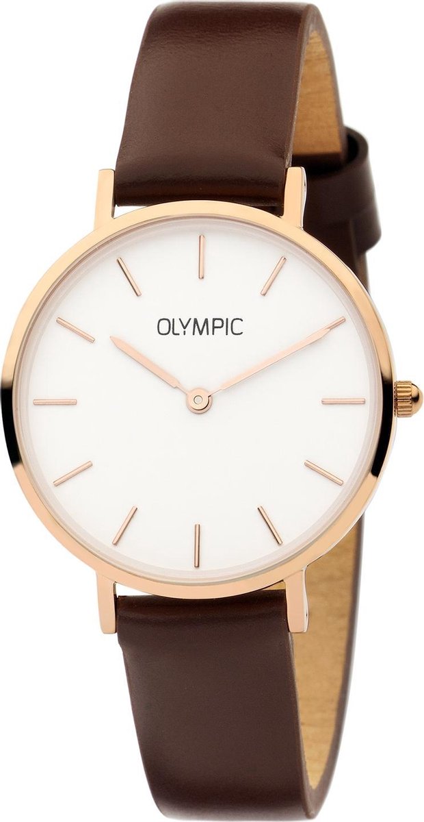 Olympic OL66DRL001 Ancona Horloge - Leer - Bruin - 32mm