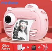 (NEW 2023) 4 in1 Digitale kindercamera 40MP HD Dual Lens 1080P HD Video / Instant Print / Siliconen Hoes - Roze