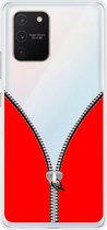 Samsung Galaxy S10 Lite - Smart cover - Transparant - Rode - Rits