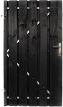 Schuttingdeur tuindeur tuinpoort zwart gespoten inclusief stalen frame en cilinderslot 90 x 180 (linksdraaiend)