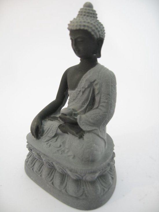 Klokje Pathologisch Sociale wetenschappen Boeddhabeeld - Tibetaanse Boeddha - Zwart met Grijs - Hematiet - 10 cm |  bol.com