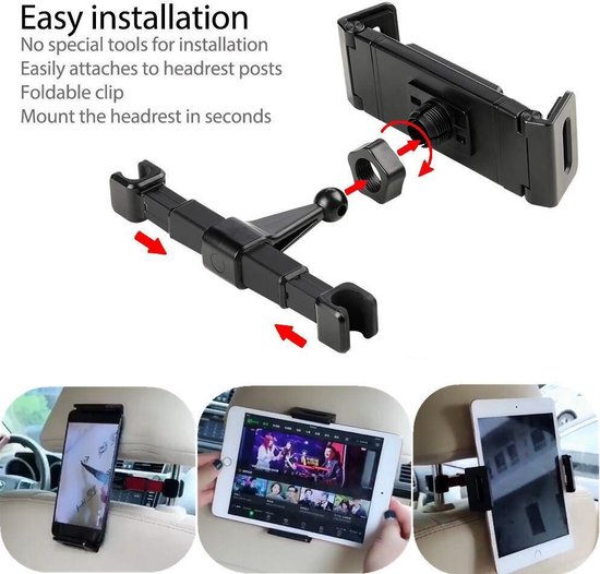 Universele tablet houder voor in de auto - Hoge kwaliteit - Zwart - iPad Houder - Tablet houder - Auto hoofdsteun houder voor iPad en Tablets - Tablet holder - 360 Graden Draaibaar - Tablet Standaard - Tabletholder for car - iPadholder - Universeel