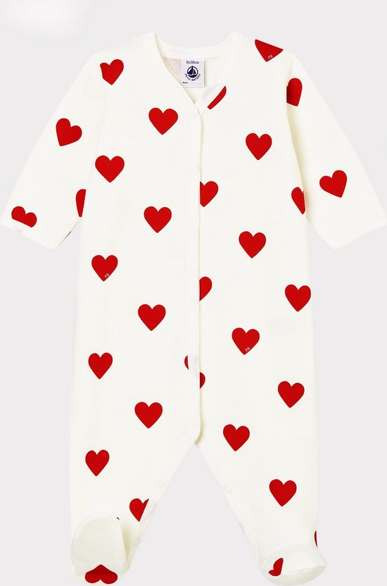 aanplakbiljet Pijlpunt is er Petit Bateau Molton slaappakje met rode hartjes voor baby Meisjes Boxpak -  Maat 68 | bol.com