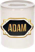 Adam naam cadeau spaarpot met gouden embleem - kado verjaardag/ vaderdag/ pensioen/ geslaagd/ bedankt