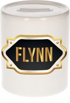 Flynn naam cadeau spaarpot met gouden embleem - kado verjaardag/ vaderdag/ pensioen/ geslaagd/ bedankt