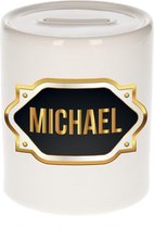 Michael naam cadeau spaarpot met gouden embleem - kado verjaardag/ vaderdag/ pensioen/ geslaagd/ bedankt