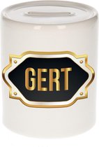 Gert naam cadeau spaarpot met gouden embleem - kado verjaardag/ vaderdag/ pensioen/ geslaagd/ bedankt