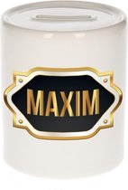 Maxim naam cadeau spaarpot met gouden embleem - kado verjaardag/ vaderdag/ pensioen/ geslaagd/ bedankt