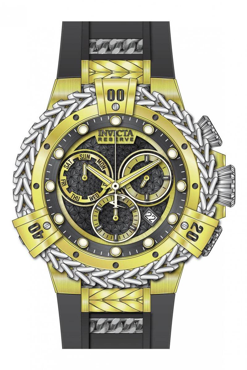 Invicta Reserve - Hercules 33154 Heren Horloge - Waterdicht - Analoog - Quartz Uurwerk - Roestvrij Staal met zwarte Wijzerpla