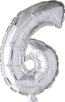 Folieballon , 6, H: 41 cm, zilver, 1 stuk