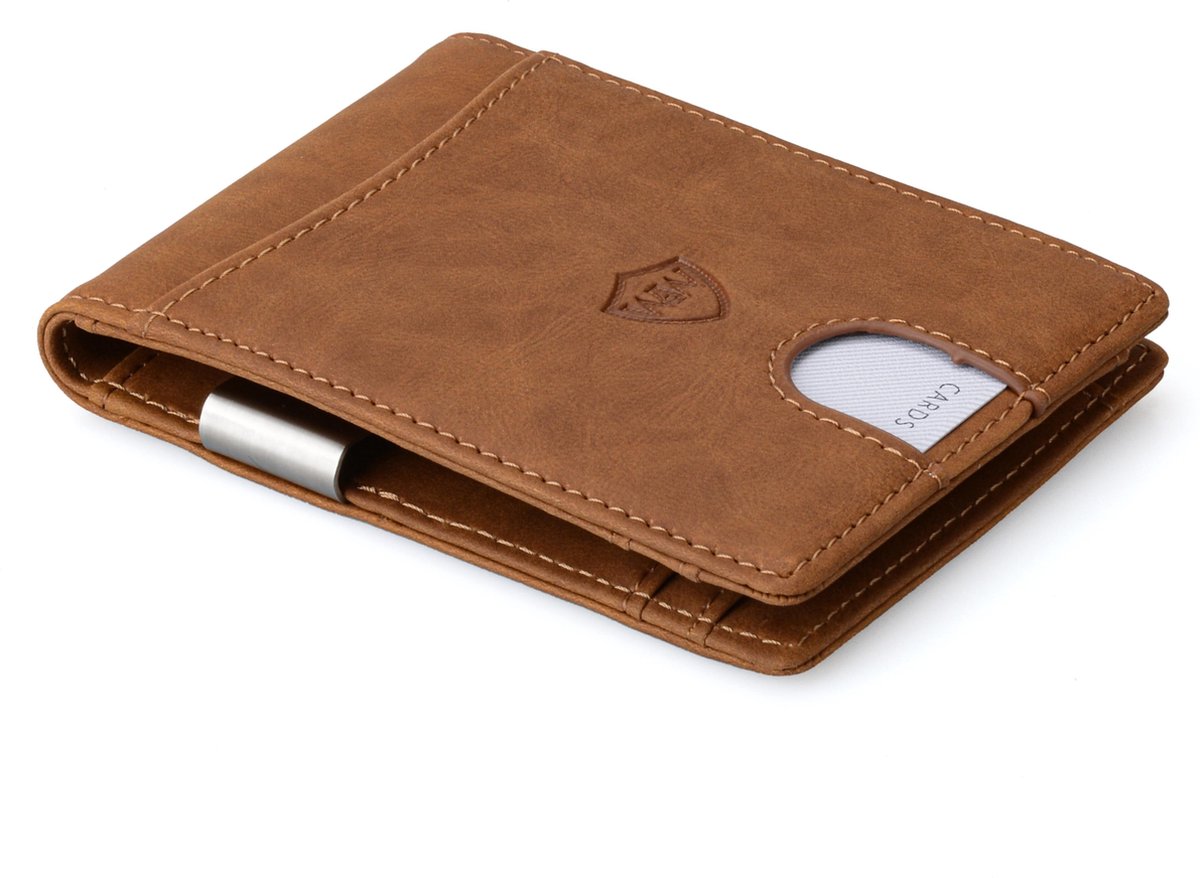 Walle Wallet Premium Edition – Luxe Heren Portemonnee van Leer – RFID Wallet voor mannen – Bescherming tegen Buigen & Breken – ruimte voor Biljetten & Muntgeld – 10+ pasjes – Cognac - Walle&Walle
