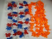 12x hawaii bloemenkrans (6x oranje, 6x rood wit blauw)