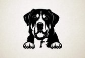 Wanddecoratie - Hond - Zwitserse sennenhond 5 - S - 48x45cm - Zwart - muurdecoratie - Line Art