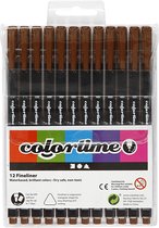 Colortime fineliners, lijndikte 0,6-0,7 mm, bruin, 12 stuk/ 1 doos