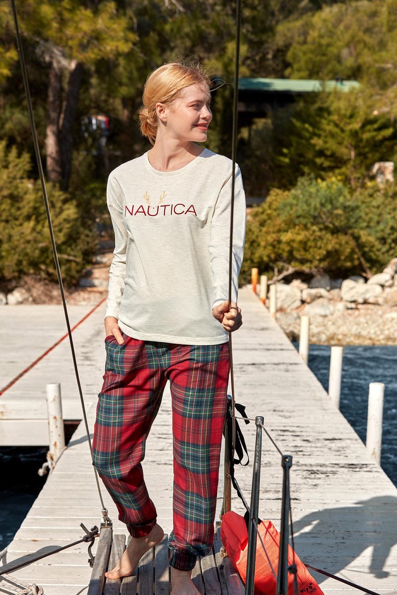 Nautica Pyjama Set Voor Dames Beige