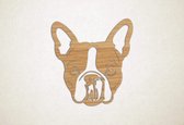 Wanddecoratie - Hond - Boston Terrier 3 - XS - 27x25cm - Eiken - muurdecoratie - Line Art