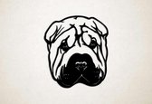 Wanddecoratie - Hond - Shar-Pei 2 - M - 68x60cm - Zwart - muurdecoratie - Line Art