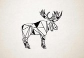 Wanddecoratie - Eland 3 - S - 45x46cm - Zwart - muurdecoratie - Line Art