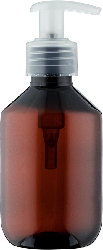 Lege plastic Fles 200 ml PET Amber bruin - met transparante pomp - set van 10 stuks - navulbaar - Leeg