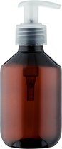 Lege plastic fles 200 ml PET amber - met transparante pomp - set van 10 stuks - navulbaar - Leeg