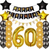 Verjaardag 60 Jaar | Feest | Jubileum | Feestversiering | Verjaardag Vieren | Verjaardagspakket | Happy Birthday Versiering | Ballonnen, Opblaasartikelen, Sterren & Stickers |Zwart