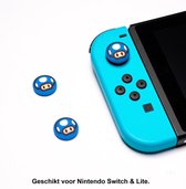 Thumb Grips | Thumb Sticks | Gaming Thumbsticks | Geschikt voor Nintendo Switch & Lite | 1 Set = 2 Thumbgrips | Paddenstoel | Blauw/Wit