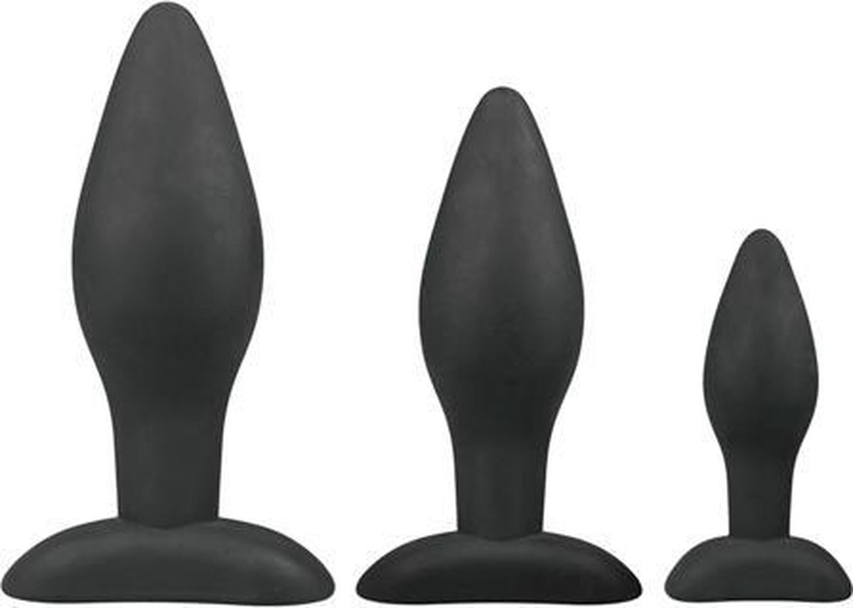 Easytoys Anal Collection - Siliconen buttplugsetje - zwart - Dildo - Vibrator - Penis - Penispomp - Extender - Buttplug - Sexy - Tril ei - Erotische - Man - Vrouw - Penis - Heren - Dames