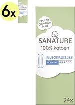 Sanature 100% katoenen - Inlegkruisjes Normaal - 6 x 24 stuks - Natuurlijk & voor de gevoelige huid