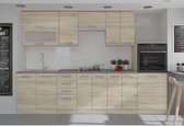 LASSEN Complete keuken L 300 cm met oven halve kolom en afzuigkap - Sonoma eiken decor