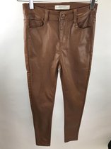 leather look broek cognac lang rits zakken