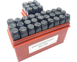 36-delige slagletters/cijferset 8mm - Slagletters - Slagcijfers - Slagletterset - Slagcijferset - 36 stuks - A t/m Z, &, 0 t/m 8 - 8mm