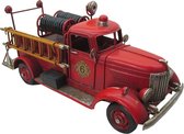 Clayre & Eef Decoratie Miniatuur Brandweerauto 30*12*14 cm Rood Ijzer Miniatuur Auto