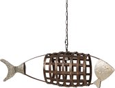 Clayre & Eef Hanglamp 5LMP627 95*23*33/142 cm - Grijs Metaal  Hanglamp Eettafel  Hanglampen Eetkamer