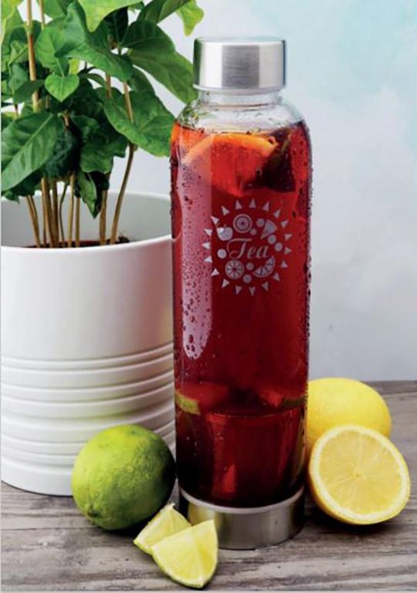 Ice Tea fles - Glazen Drinkfles - Inclusief Zeef - 550ml - Transparant