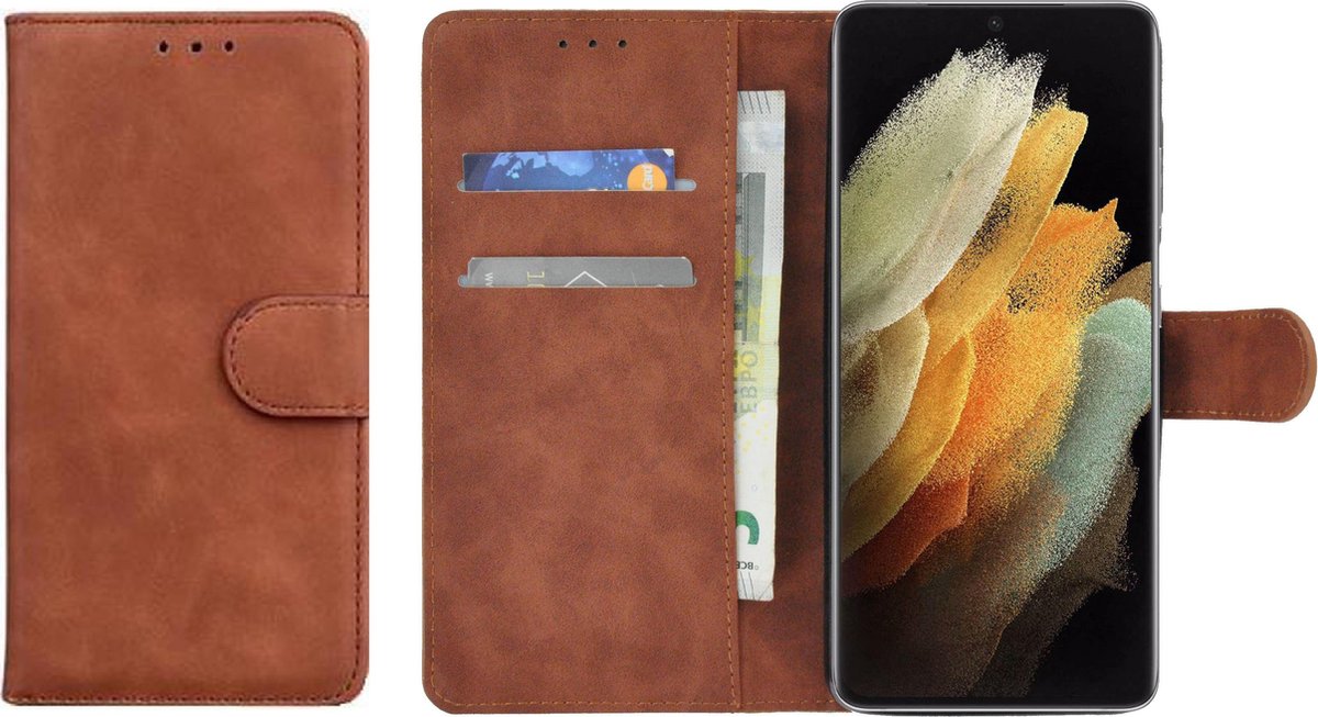 Samsung Galaxy S21 Ultra Hoesje - Book Case Wallet Bruin Cover