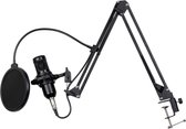 Condensator Studio microfoon met Arm Schuimhoes - Schokdemping Popfilter en Geluidskaart - microfoon voor pc