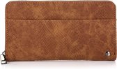 Yoonz - Portemonnee - Snake Print - Camel - Rits Portemonnee - Voorvakje - Achtervakje Met Rits - Kunstleer